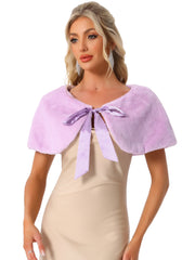 Elegant Faux Fur Shawl Stole Bow Tie Bridal Shrugs