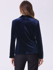 Solid Shawl Collar Single Button Velvet Blazer