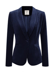 Solid Shawl Collar Single Button Velvet Blazer