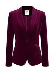 Solid Shawl Collar Single Button Velvet Blazer