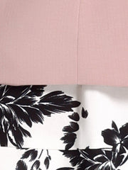 Work flower Print Contrast Panel 2pc Sets Chiffon V Neck Jacket Dress