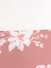 Work flower Print Contrast Panel 2pc Sets Chiffon V Neck Jacket Dress