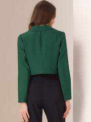Long Sleeve Open Front Notched Lapel Business Cropped Blazer