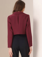 Long Sleeve Open Front Notched Lapel Business Cropped Blazer