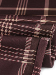 Plaid Cropped Trousers Button Casual Tartan Check Work Pants