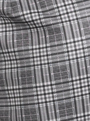 Plaid Cropped Trousers Button Casual Tartan Check Work Pants