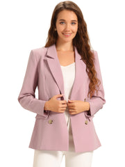 Notched Lapel Double Breasted Work Formal Blazer