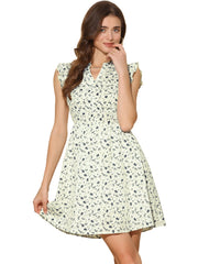 Flutter Sleeve Ruffle A-Line Flowy Chiffon Dress