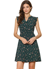 Flutter Sleeve Ruffle A-Line Flowy Chiffon Dress