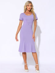 Vintage Work Cocktail Mermaid Sheath Fishtail Bodycon Midi Dress