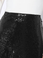 Sequin Sparkly High Waist Glitter Cocktail Party Midi Skirt