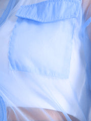 Sheer Zip Up Long Sleeve See Through Bomber Jacket