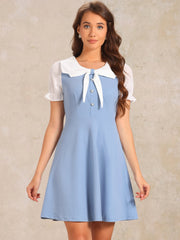 50s Lolita Contrast Color Peter Pan Collar Dress