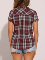 Button Down Cotton Classic Western Plaid Shirt
