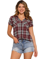 Button Down Cotton Classic Western Plaid Shirt