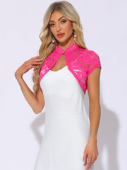 Lace Cardigan Stand Collar Short Elegant Shrug