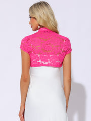 Lace Cardigan Stand Collar Short Elegant Shrug