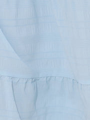 Mock Neck Ruffled Textured Cap Sleeve Tiered Midi Dress