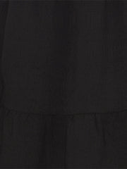 Mock Neck Ruffled Textured Cap Sleeve Tiered Midi Dress