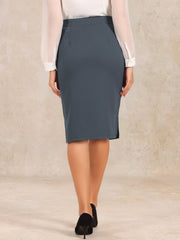Elegant Pencil High Wasit Split Hem Work Bodycon Business Skirt