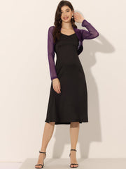 Satin Mesh Sheer Open Front Elegant Cropped Bolero Shrugs