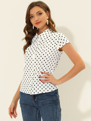 Short Sleeve Tops Vintage Polka Dots Button Up Shirt