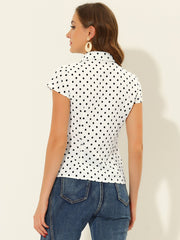 Short Sleeve Tops Vintage Polka Dots Button Up Shirt