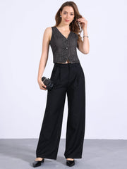 Denim Jakcet Sleeveless V Neck Button Down Casual Jean Waistcoat Vest