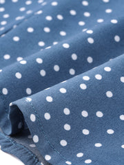 Polka Dots 3/4 Sleeve Button Front Vintage Office Blouse Top