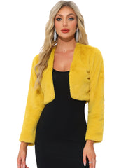 Evening Open Front Bolero Shrug Cropped Faux Fur Jacket