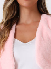 Evening Open Front Bolero Shrug Cropped Faux Fur Jacket