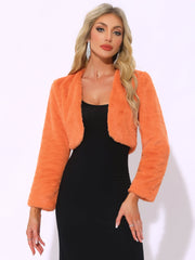 Evening Open Front Bolero Shrug Cropped Faux Fur Jacket