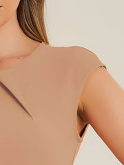 Business Cap Sleeve Belted Pencil Work Sheath Dress