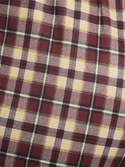 Vintage Tartan Plaid Pants Elastic Waist Straight Long Trousers