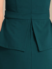 Peplum Pencil Crew Neck Short Sleeve Bodycon Elegant Sheath Dress
