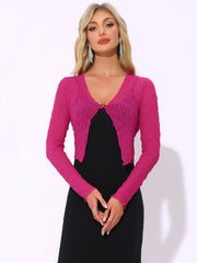 Long Sleeves Lightweight Sheer Textured Cropped Bolero Shrug