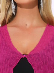 Long Sleeves Lightweight Sheer Textured Cropped Bolero Shrug