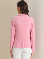 Notch Lapel One Button Casual Suit Linen Blazer