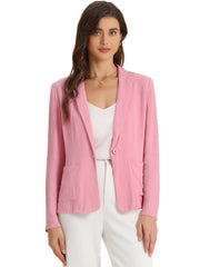 Notch Lapel One Button Casual Suit Linen Blazer