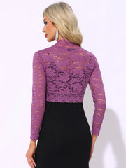 Elegant Sheer Floral Lace Crop Cardigan Bolero Shrug