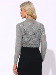 Elegant Sheer Floral Lace Crop Cardigan Bolero Shrug