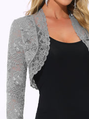 Elegant Sheer Floral Lace Crop Cardigan Bolero Shrug
