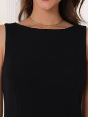 Boat Neck Work Office Sleeveless Basic Tops