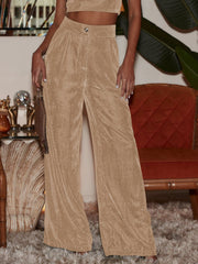 Velvet Straight Loose Fit Wide Leg Trousers Pants