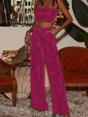 Velvet Straight Loose Fit Wide Leg Trousers Pants