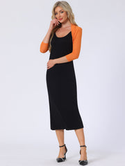 Semi Sheer Mesh 3/4 Sleeve Stretchy Cropped Bolero Shrug