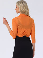 Semi Sheer Mesh 3/4 Sleeve Stretchy Cropped Bolero Shrug