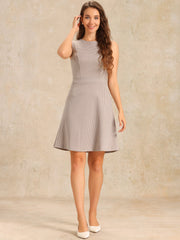 Plaid Sleeveless Fit and Flare Houndstooth Work Dress