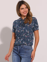 Retro Dots Bow Tie Peter Pan Collar Chiffon Blouse