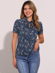 Retro Dots Bow Tie Peter Pan Collar Chiffon Blouse